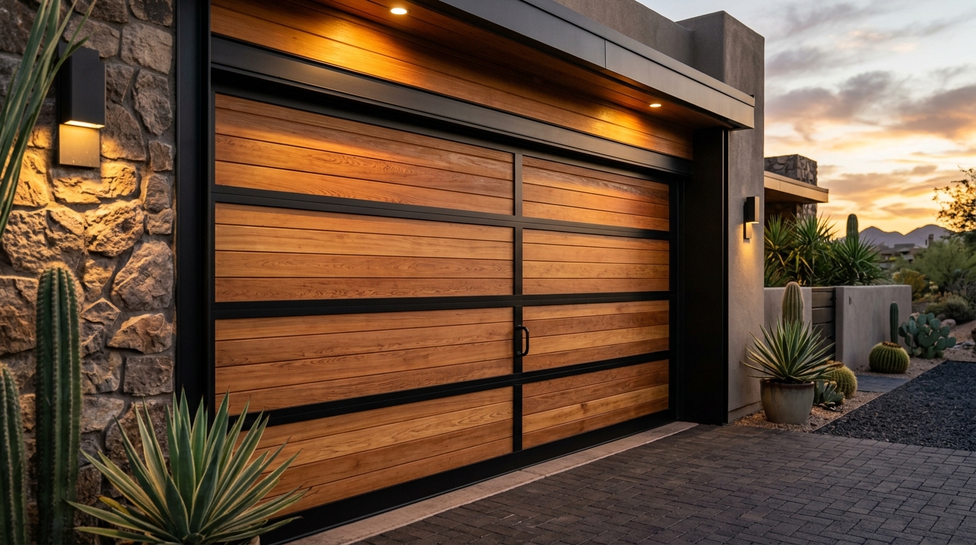 Modern new garage door installation