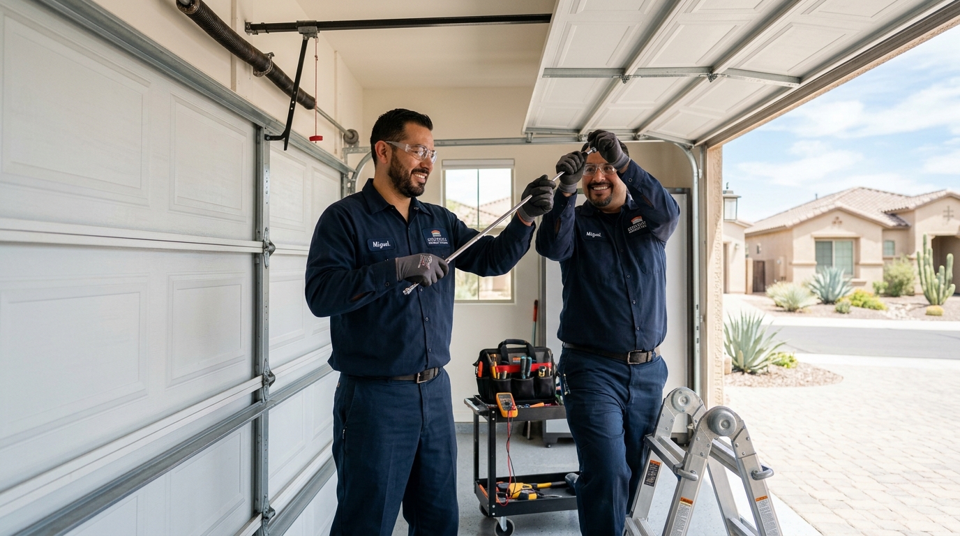 Garage door off-track repair
